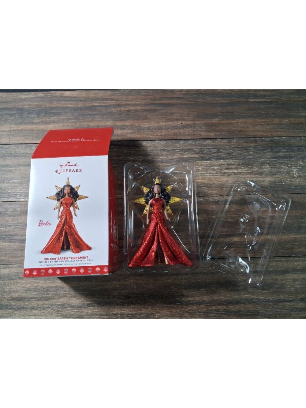 Holiday Barbie Ornament Hallmark Christmas 3rd Series Red Gown Dark Tone 2017